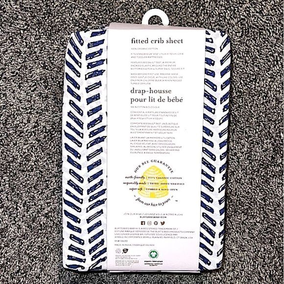 Burt’s Bees Baby 100% Organic Cotton Fitted Crib Toddler Sheet Jersey Knit NWT - Picture 2 of 2